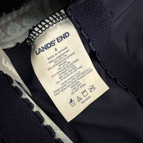 Lands End V Neck Blue/Green Paisley Underwire Tankini Swim Top Size 8 - Picture 7 of 7